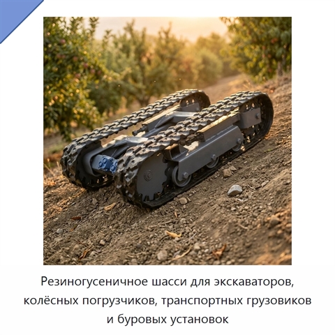 Резиногусеничное шасси для экскаваторов, колёсных погрузчиков, транспортных грузовиков и буровых установок