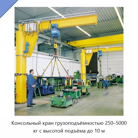 Консольный кран грузоподъёмностью 250–5000 кг с высотой подъёма до 10 м