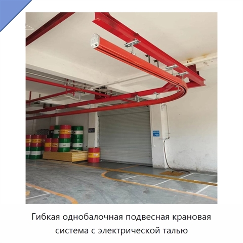 Гибкая однобалочная подвесная крановая система с электрической талью