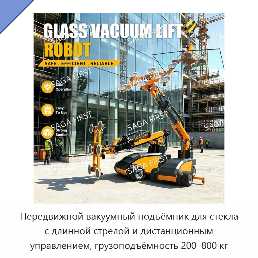 Передвижной вакуумный подъёмник для стекла с длинной стрелой и дистанционным управлением, грузоподъёмность 200–800 кг — Оборудование для производства стекла