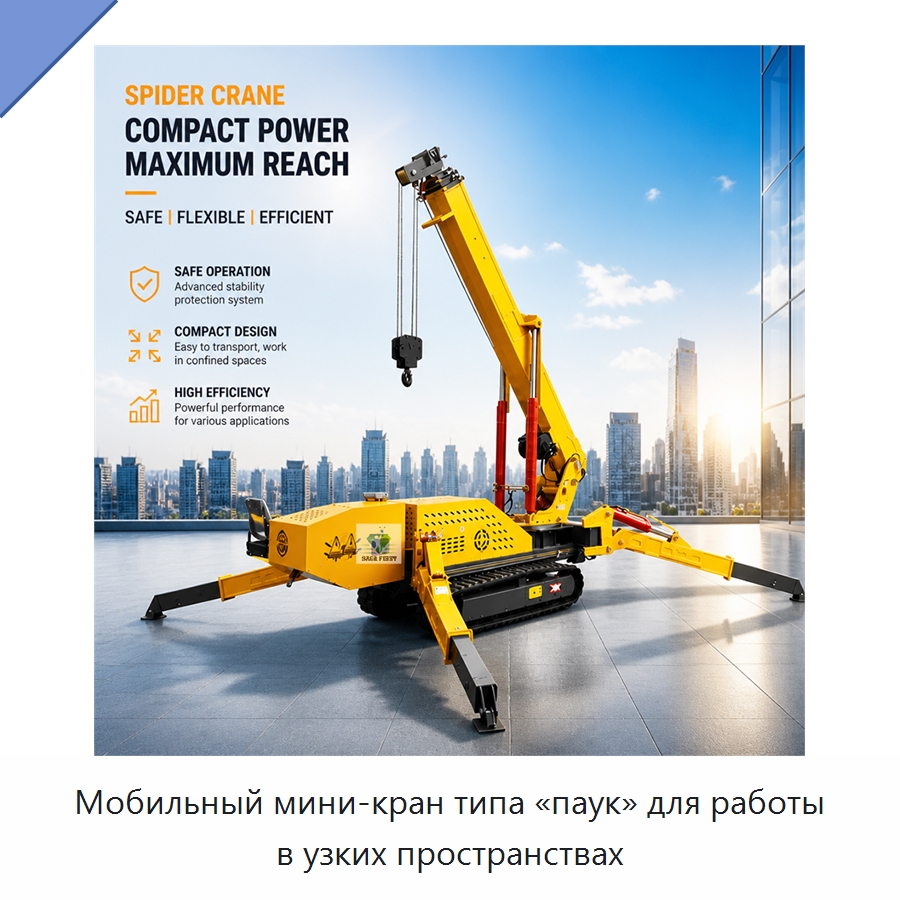 Мобильный мини-кран типа «паук» для работы в узких пространствах — Краны