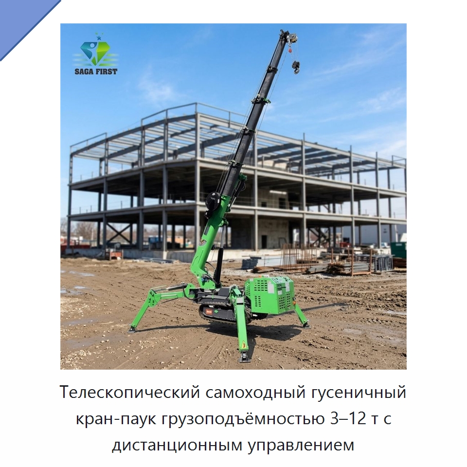 Телескопический самоходный гусеничный кран-паук грузоподъёмностью 3–12 т с дистанционным управлением — Краны