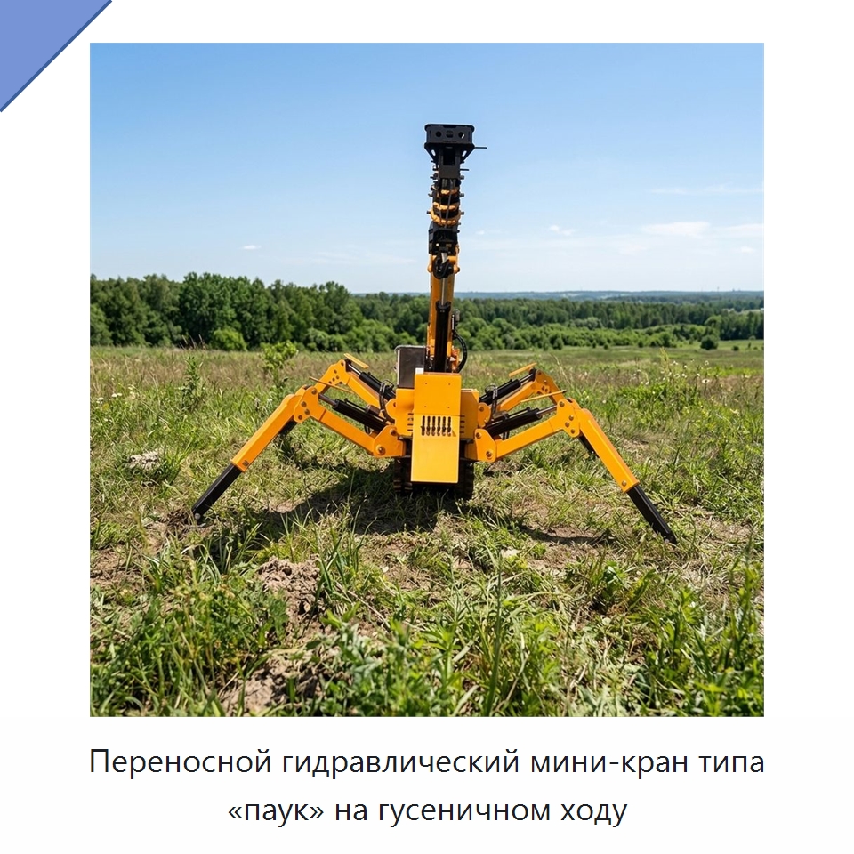 Переносной гидравлический мини-кран типа «паук» на гусеничном ходу — Краны