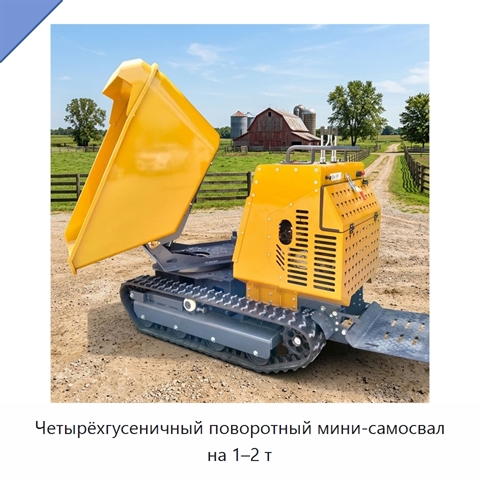 Четырёхгусеничный поворотный мини-самосвал на 1–2 т