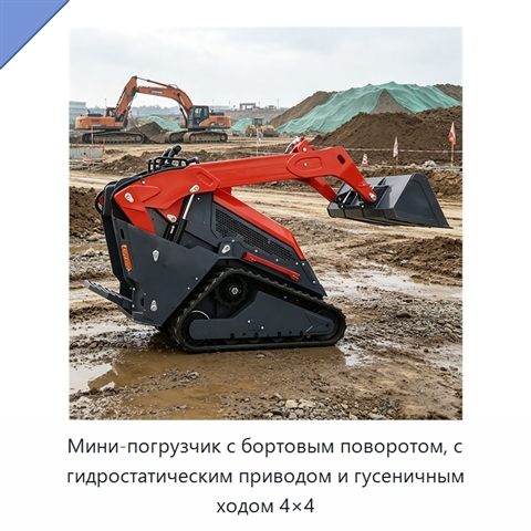 Мини-погрузчик с бортовым поворотом, с гидростатическим приводом и гусеничным ходом 4×4