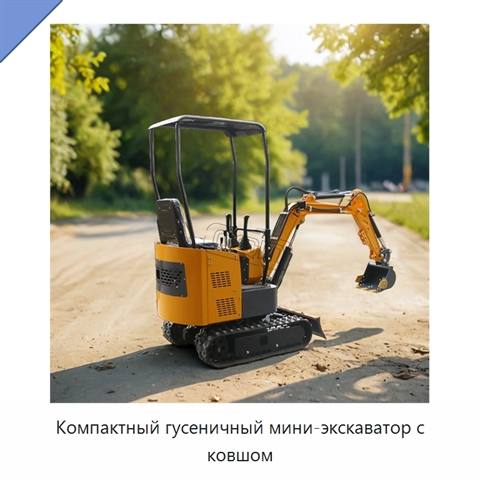 Компактный гусеничный мини-экскаватор с ковшом