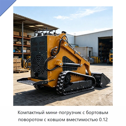 Компактный мини-погрузчик с бортовым поворотом с ковшом вместимостью 0.12