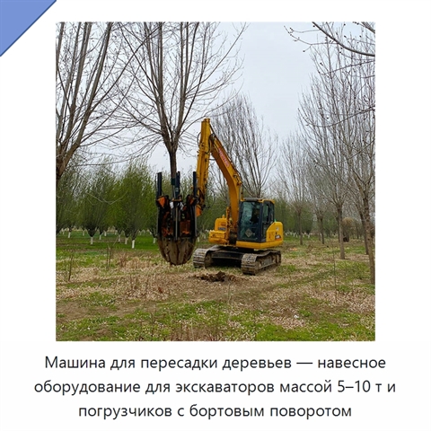 Машина для пересадки деревьев — навесное оборудование для экскаваторов массой 5–10 т и погрузчиков с бортовым поворотом