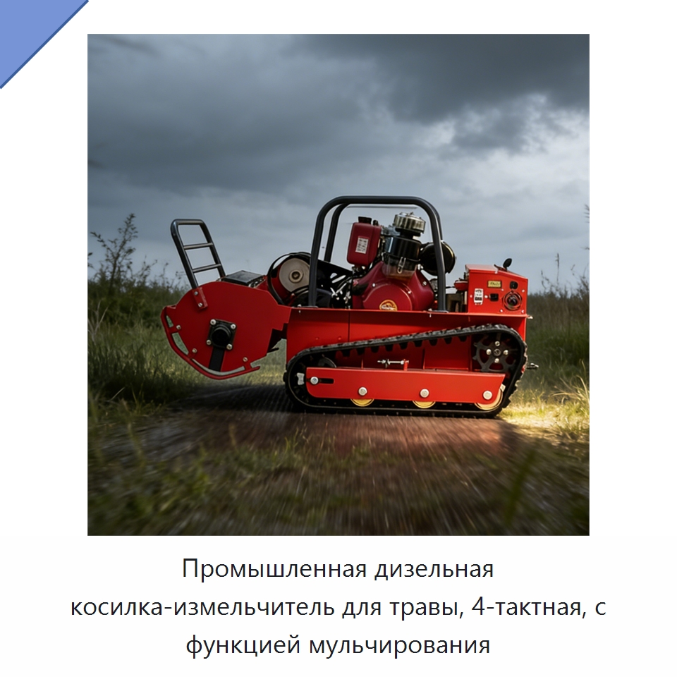 Промышленная дизельная косилка-измельчитель для травы, 4-тактная, с функцией мульчирования — Газонокосилки