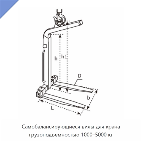 Самобалансирующиеся вилы для крана грузоподъемностью 1000–5000 кг