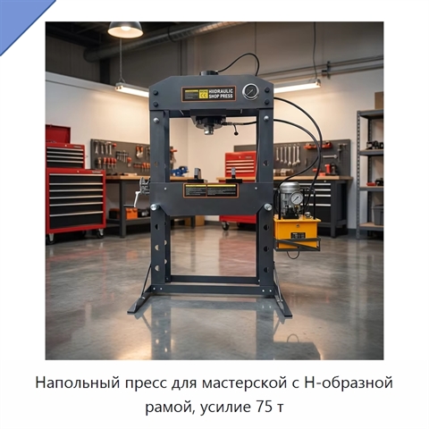 Напольный пресс для мастерской с H-образной рамой, усилие 75 т
