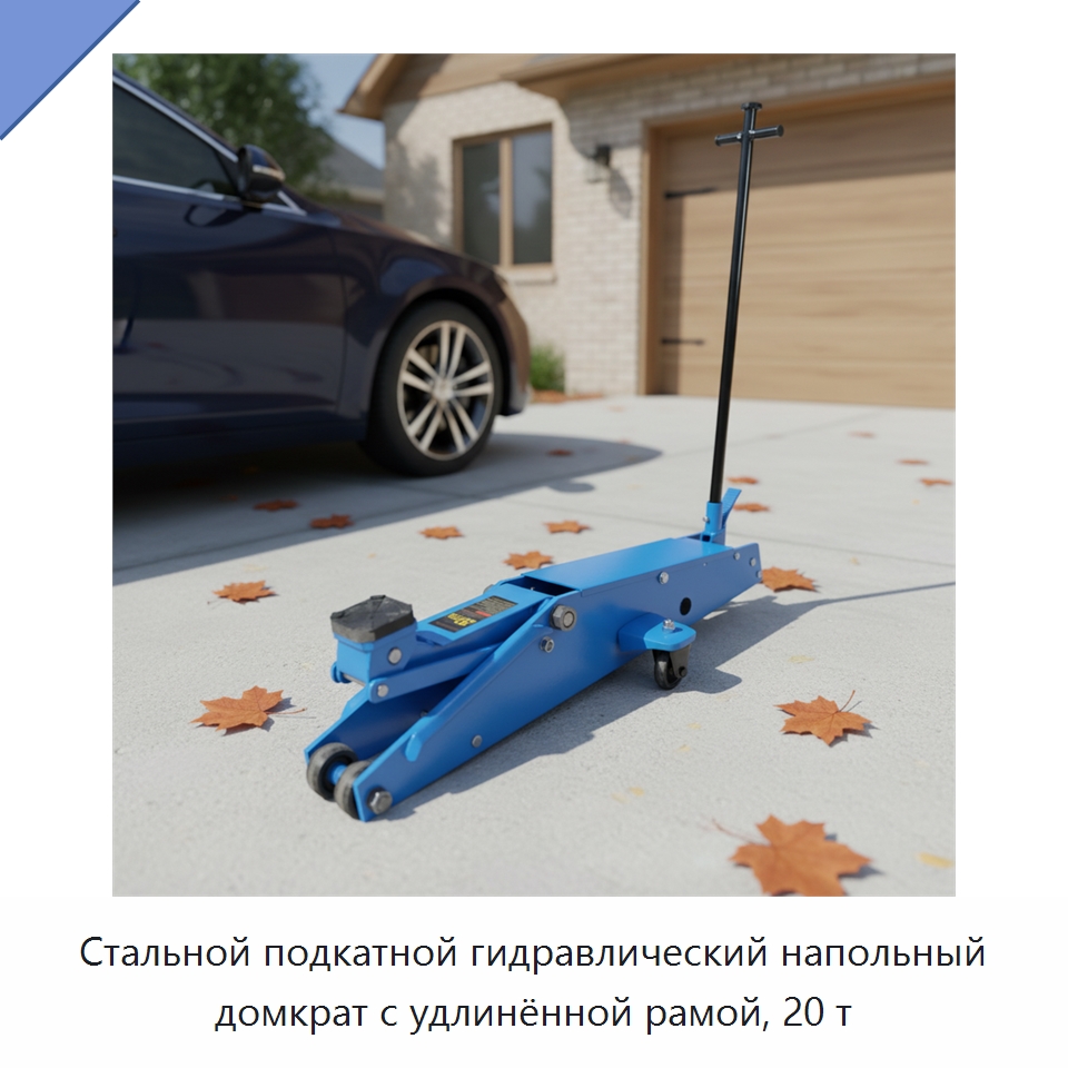 Стальной подкатной гидравлический напольный домкрат с удлинённой рамой, 20 т — Автомобильные домкраты
