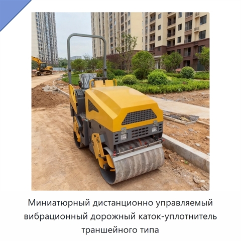 Миниатюрный дистанционно управляемый вибрационный дорожный каток-уплотнитель траншейного типа