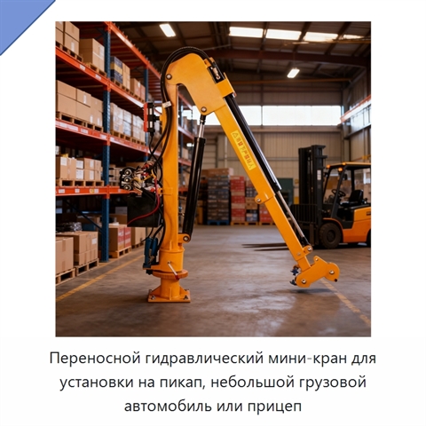 Переносной гидравлический мини-кран для установки на пикап, небольшой грузовой автомобиль или прицеп