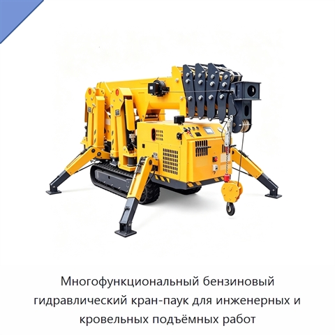Многофункциональный бензиновый гидравлический кран-паук для инженерных и кровельных подъёмных работ