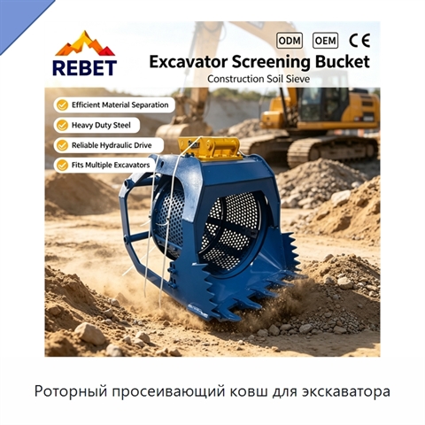 Роторный просеивающий ковш для экскаватора
