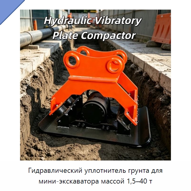 Гидравлический уплотнитель грунта для мини-экскаватора массой 1,5–40 т — Навесное оборудование для строительной техники
