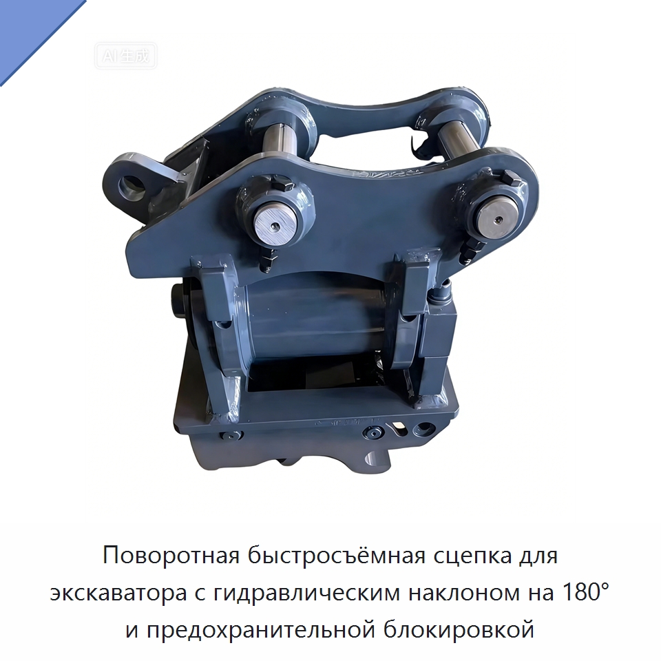 Поворотная быстросъёмная сцепка для экскаватора с гидравлическим наклоном на 180° и предохранительной блокировкой — Навесное оборудование для строительной техники