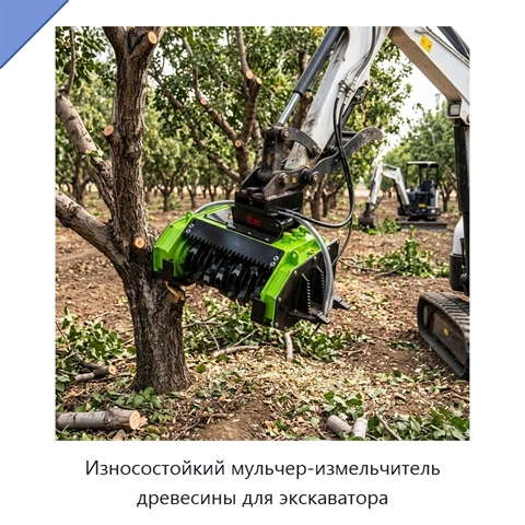 Износостойкий мульчер-измельчитель древесины для экскаватора
