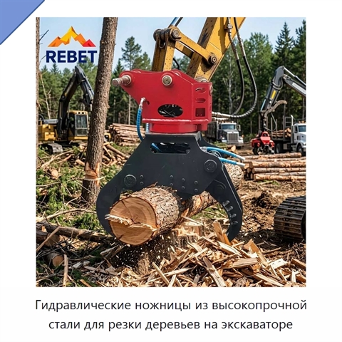 Гидравлические ножницы из высокопрочной стали для резки деревьев на экскаваторе