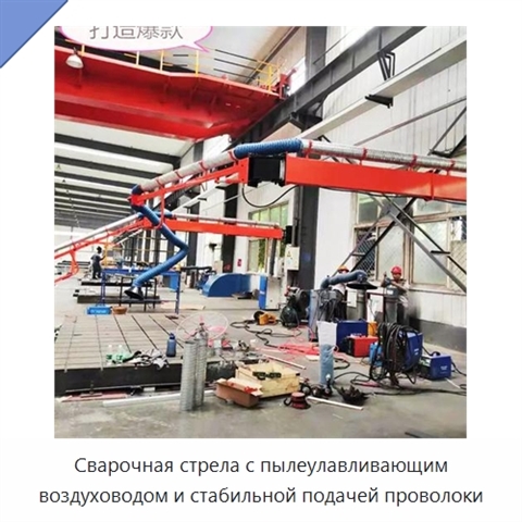 Сварочная стрела с пылеулавливающим воздуховодом и стабильной подачей проволоки