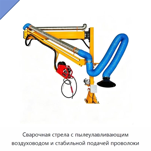 Сварочная стрела с пылеулавливающим воздуховодом и стабильной подачей проволоки