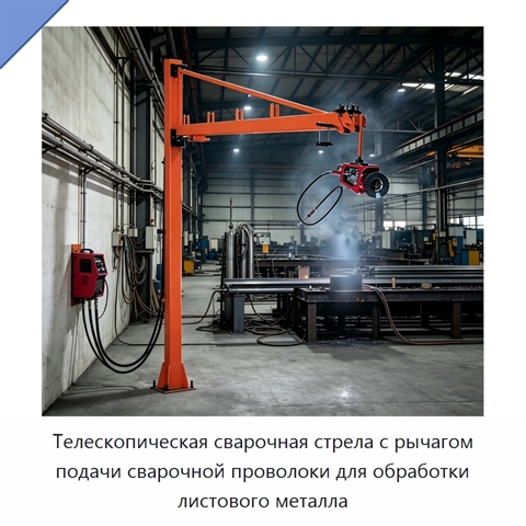 Телескопическая сварочная стрела с рычагом подачи сварочной проволоки для обработки листового металла
