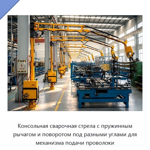 Консольная сварочная стрела с пружинным рычагом и поворотом под разными углами для механизма подачи проволоки