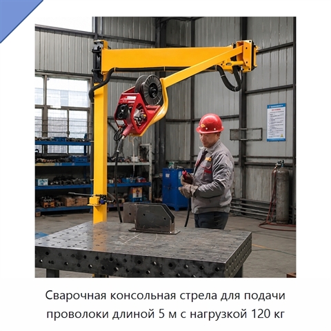 Сварочная консольная стрела для подачи проволоки длиной 5 м с нагрузкой 120 кг