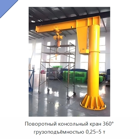 Поворотный консольный кран 360° грузоподъёмностью 0,25–5 т