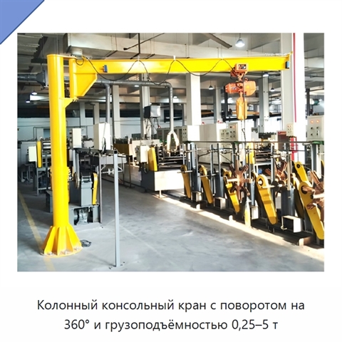 Колонный консольный кран с поворотом на 360° и грузоподъёмностью 0,25–5 т