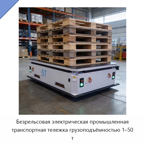 Безрельсовая электрическая промышленная транспортная тележка грузоподъёмностью 1–50 т