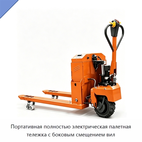 Портативная полностью электрическая палетная тележка с боковым смещением вил