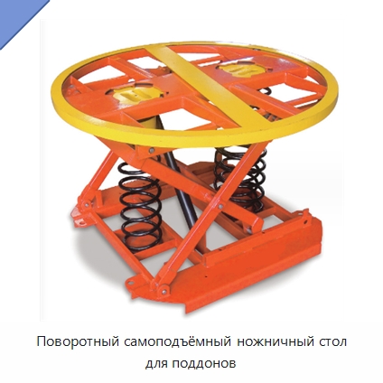 Поворотный самоподъёмный ножничный стол для поддонов — Подъемные столы