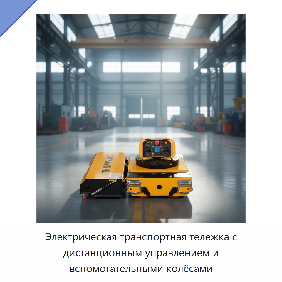 Электрическая транспортная тележка с дистанционным управлением и вспомогательными колёсами — Специальное подъемно-транспортное оборудование
