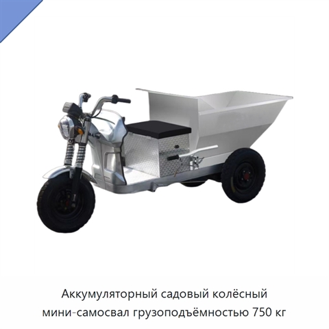 Аккумуляторный садовый колёсный мини-самосвал грузоподъёмностью 750 кг