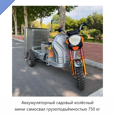 Аккумуляторный садовый колёсный мини-самосвал грузоподъёмностью 750 кг