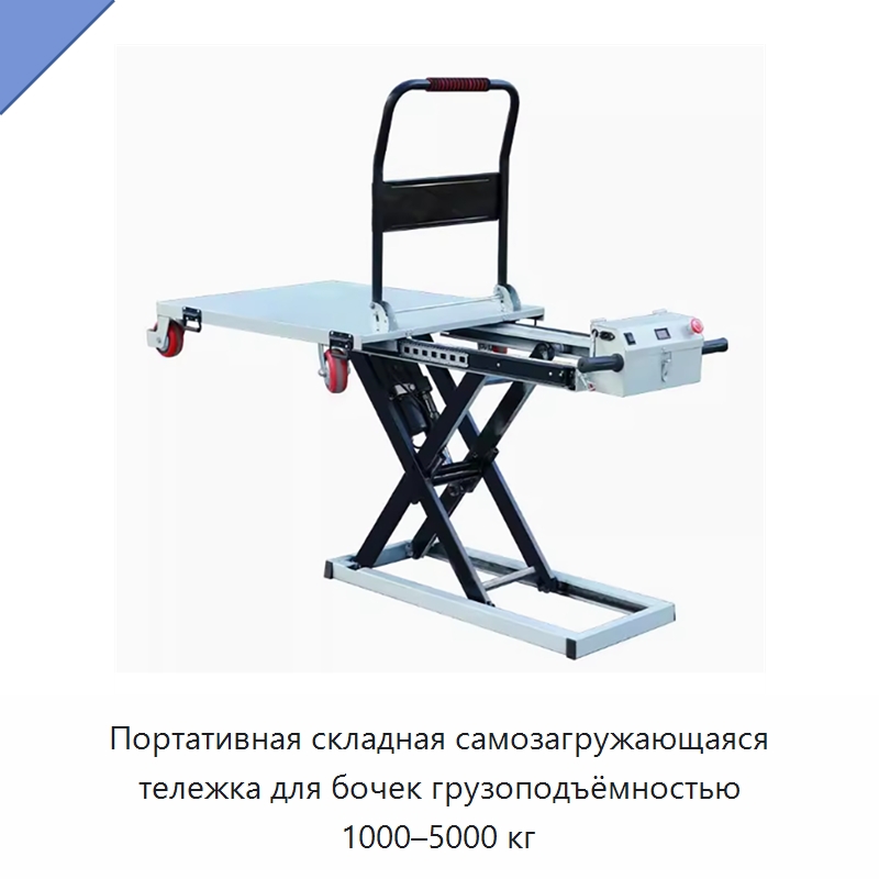 Портативная складная самозагружающаяся тележка для бочек грузоподъёмностью 1000–5000 кг — Навесное оборудование и запчасти для вилочных погрузчиков