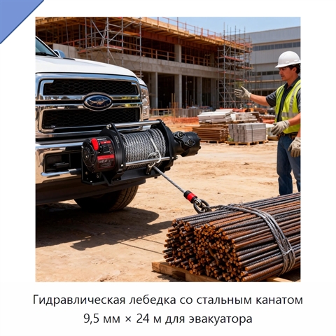 Гидравлическая лебедка со стальным канатом 9,5 мм × 24 м для эвакуатора