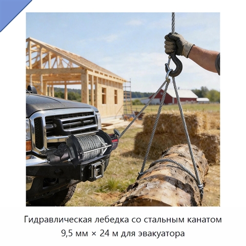 Гидравлическая лебедка со стальным канатом 9,5 мм × 24 м для эвакуатора