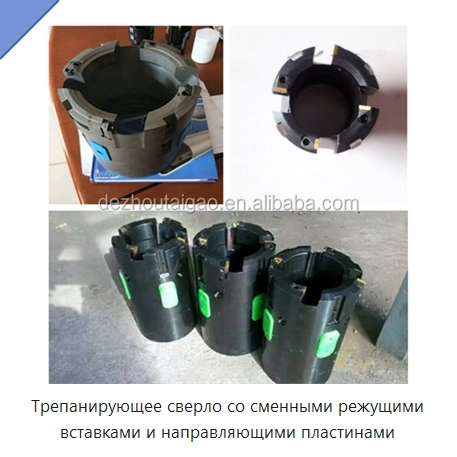 Трепанирующее сверло со сменными режущими вставками и направляющими пластинами