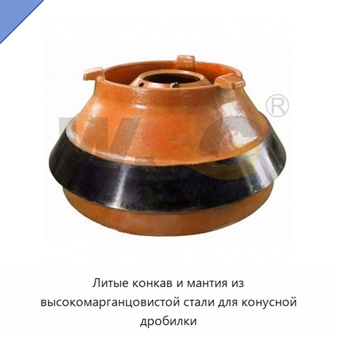 Литые конкав и мантия из высокомарганцовистой стали для конусной дробилки