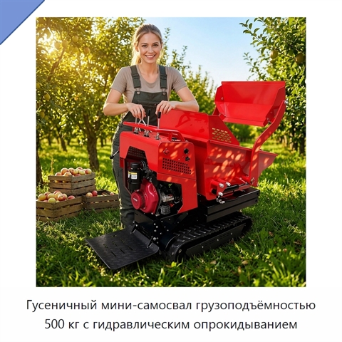 Гусеничный мини-самосвал грузоподъёмностью 500 кг с гидравлическим опрокидыванием
