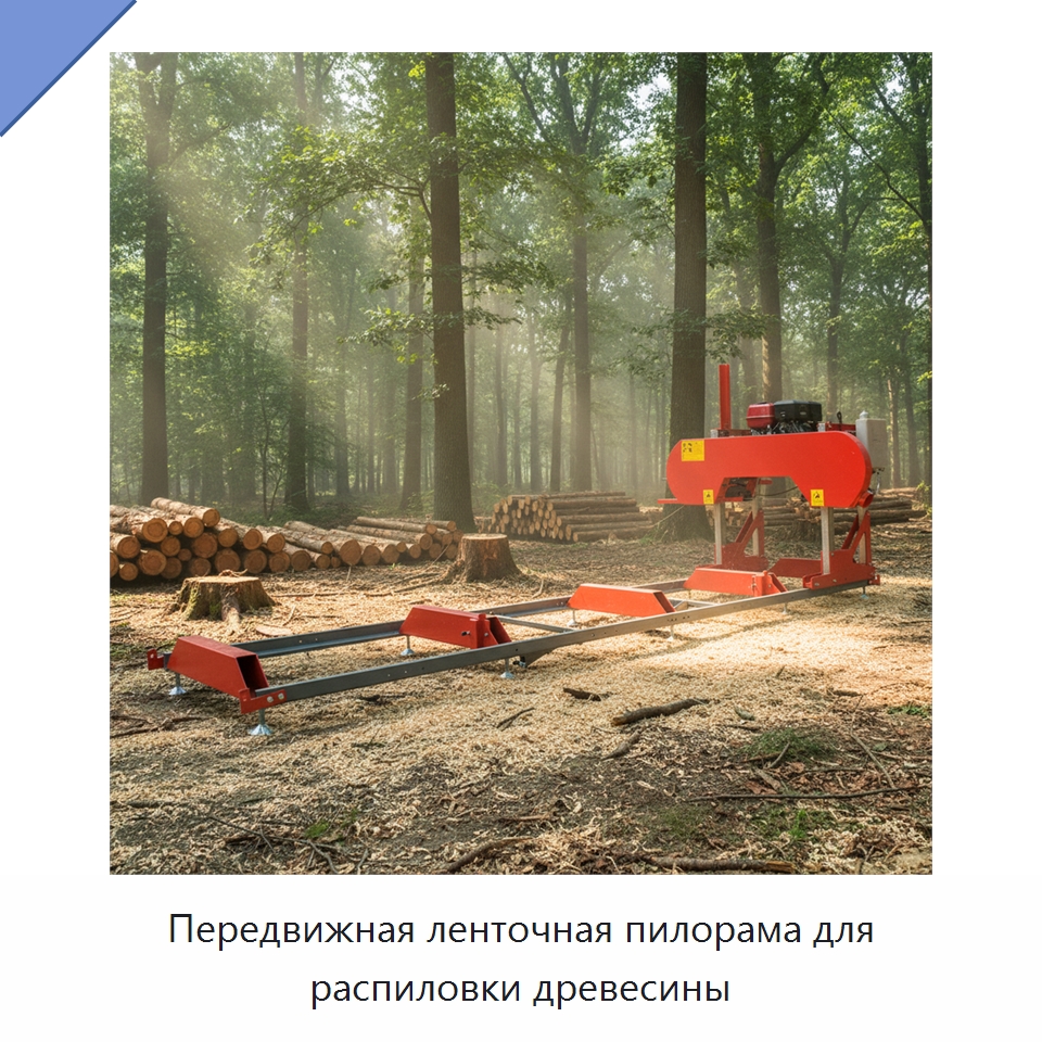 Передвижная ленточная пилорама для распиловки древесины — Лесохозяйственная техника