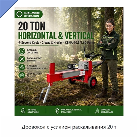 Дровокол с усилием раскалывания 20 т
