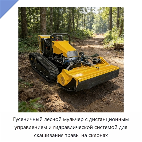 Гусеничный лесной мульчер с дистанционным управлением и гидравлической системой для скашивания травы на склонах