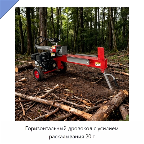 Горизонтальный дровокол с усилием раскалывания 20 т