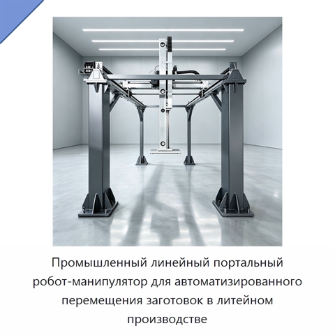 Промышленный линейный портальный робот-манипулятор для автоматизированного перемещения заготовок в литейном производстве