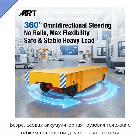Безрельсовая аккумуляторная грузовая тележка с гибким поворотом для сборочного цеха