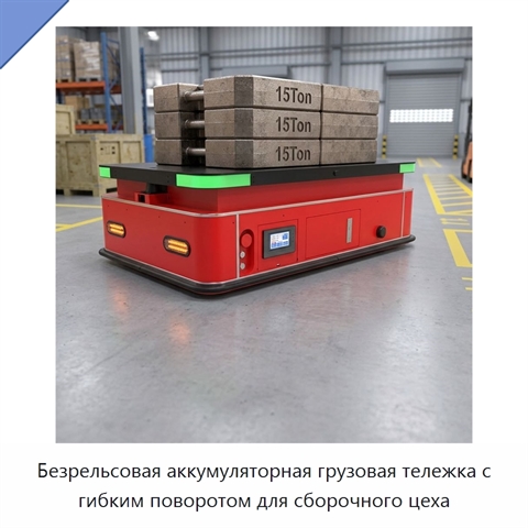 Безрельсовая аккумуляторная грузовая тележка с гибким поворотом для сборочного цеха